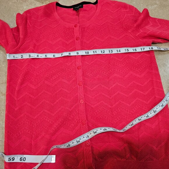 NWT Talbots Petites Chevron Cardigan Sweater 3/4 Sleeve Coral Size PM - Picture 3 of 6